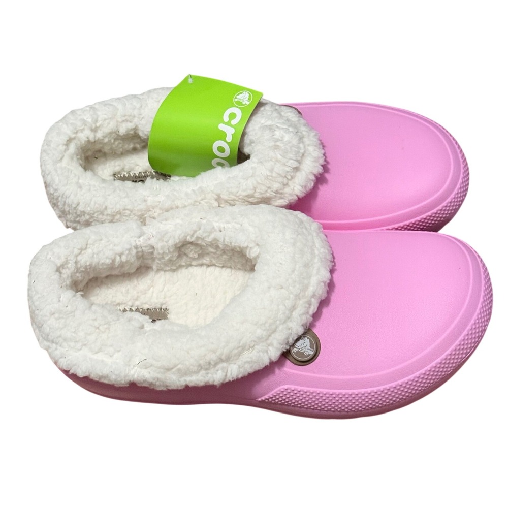 NEW Crocs Classic Blitzen III Clog Pink Carnation Oatmeal Fleece Lined Womens 9‎